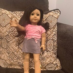 American Girl Doll- Black hair , Long straight/wavy hair, Green/ Hazel eyes